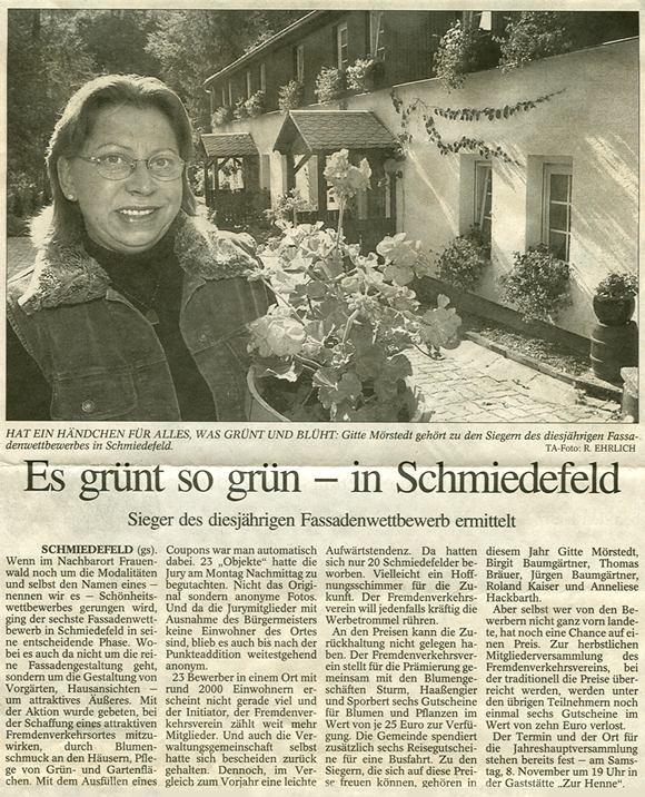 Thr. Allgemeine Sommer 2003: Fassadenwettbewerb in Schmiedefeld